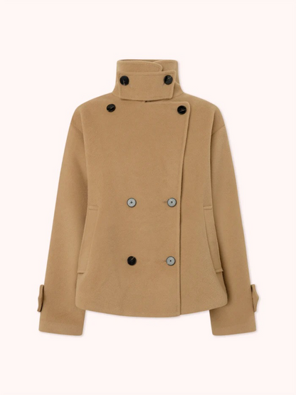 DOUBLE-STRAP COAT WITH PEAK COLLAR