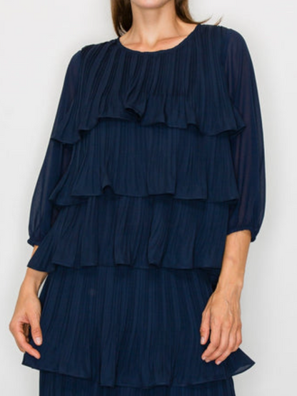 Pleated Gauze Set Dress