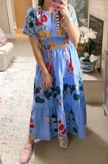 Puff Sleeve Flattering Floral Maxi Dress