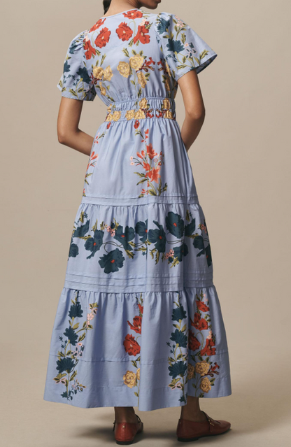 Puff Sleeve Flattering Floral Maxi Dress