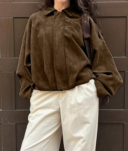 Suede Puffed Bomber Jacket