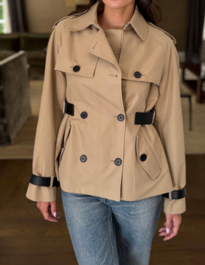Chic Belted Trench Short Coat