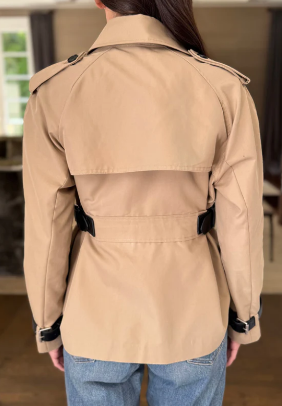 Chic Belted Trench Short Coat