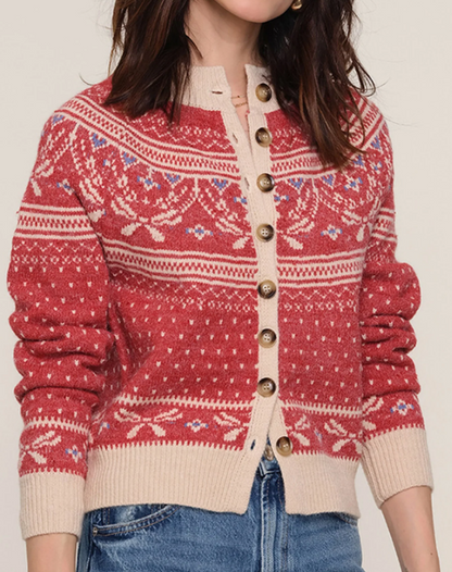 Fair Isle Pattern Holiday Cardigan