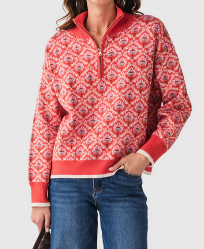 Half Zip Jacquard Sweater