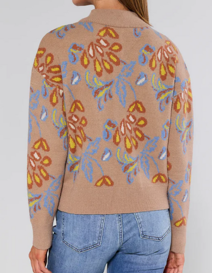 Chic Jacquard Half Zip Sweater