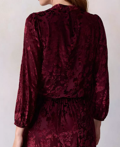 Holiday Jacquard Velvet Blouse