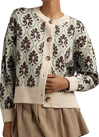 Chic Floral Jacquard Knit Cardigan