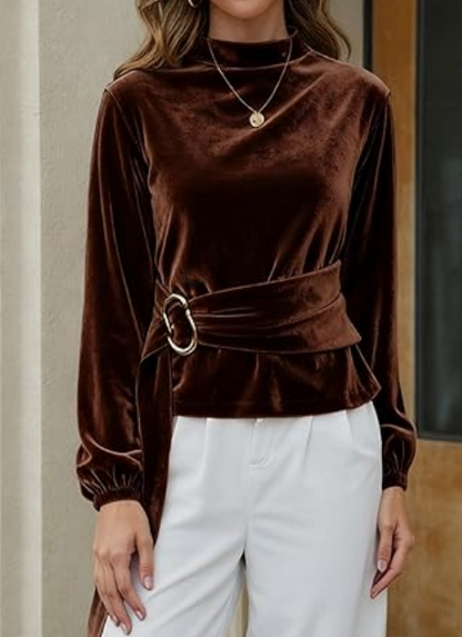 Chic Stretch Velvet Blouse