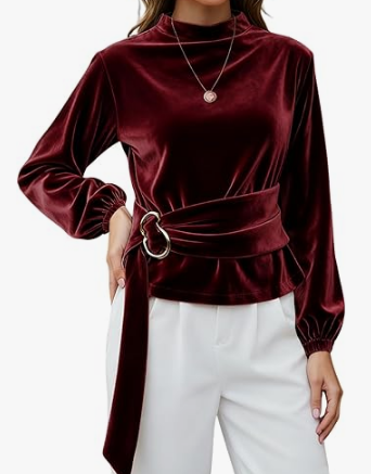 Chic Stretch Velvet Blouse