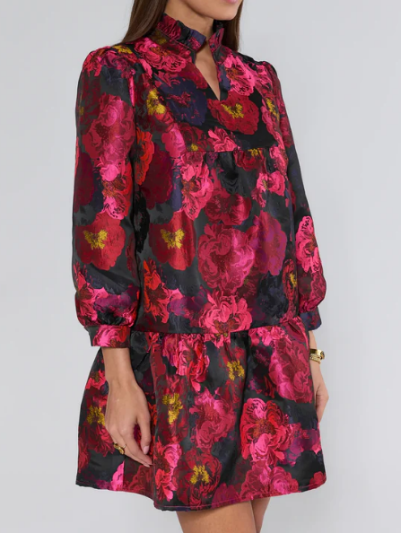 Floral Jacquard Holiday Dress