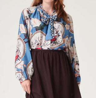 Fab Printed Tie Blouse