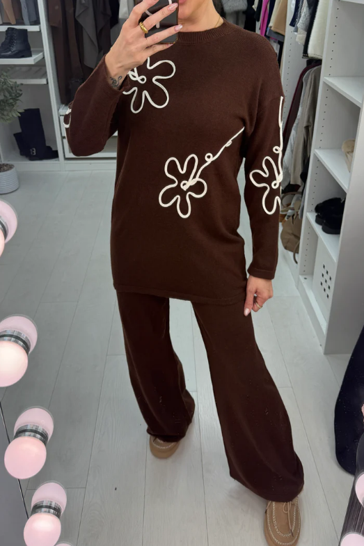 Chic Flower Knit 2pc Set