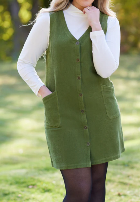 Button Down Velvet Casual Dress