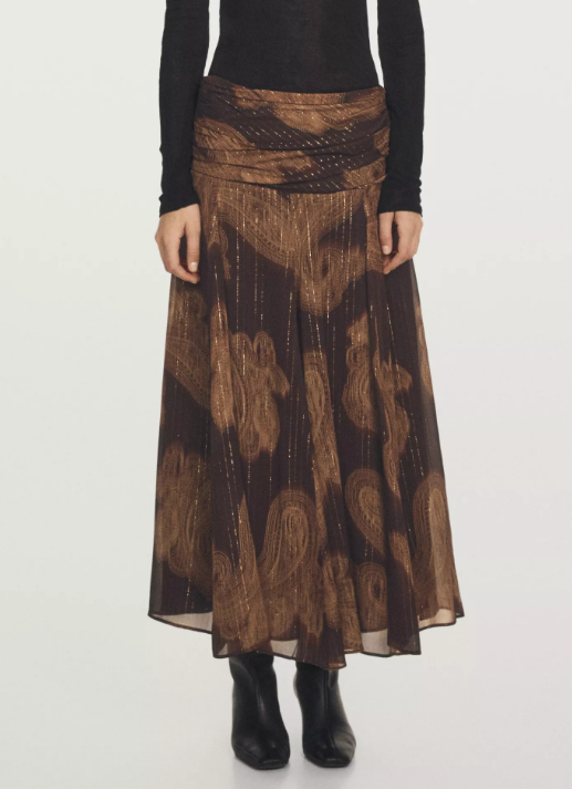 Flattering Paisley Print Midi Skirt