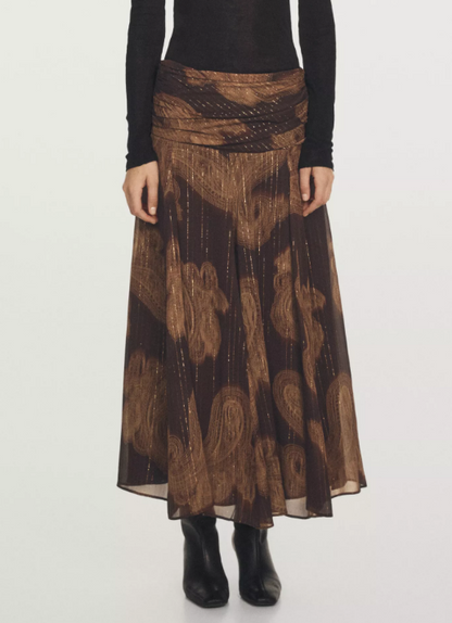 Flattering Paisley Print Midi Skirt