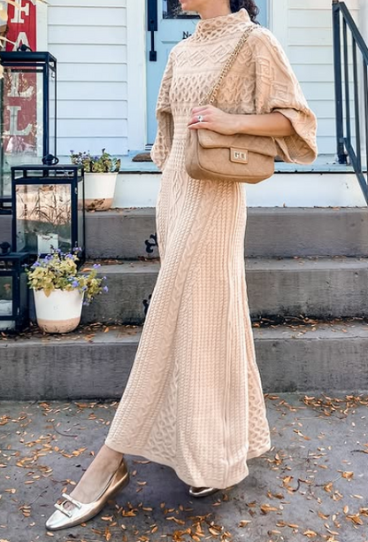 Demure Knit Midi Dress