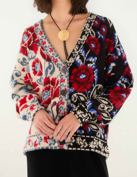 Jacquard Flower Cardigan
