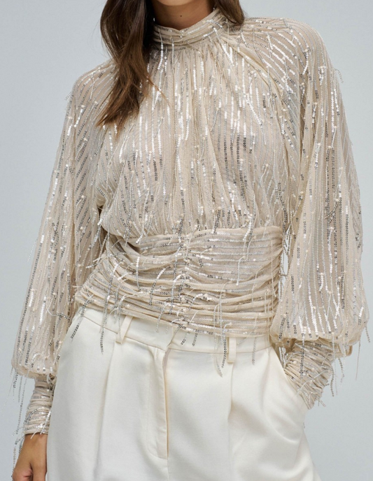 Dazzle Holiday Sequin Long Sleeve Blouse