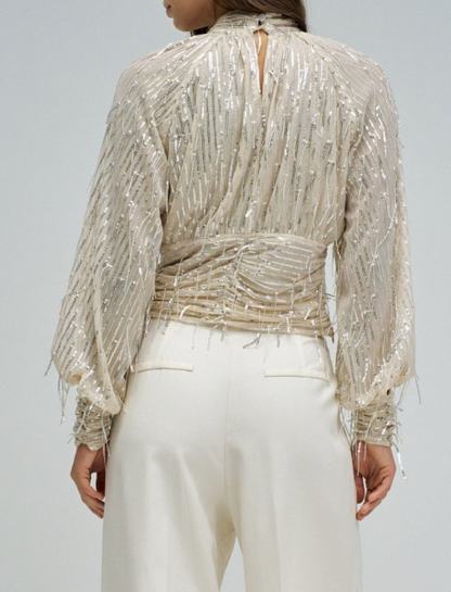 Dazzle Holiday Sequin Long Sleeve Blouse