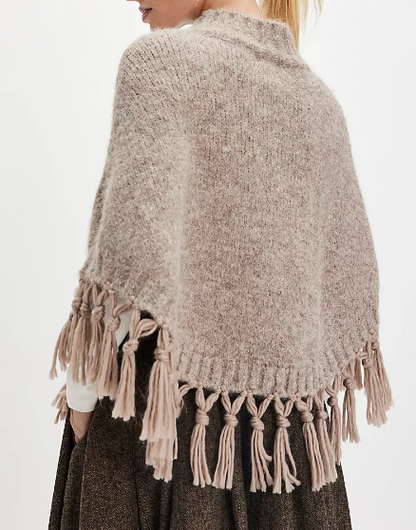 Chic Tassel Knit Poncho