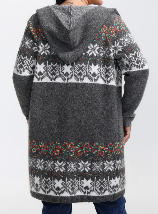 Casual Jacquard Hooded Cardigan