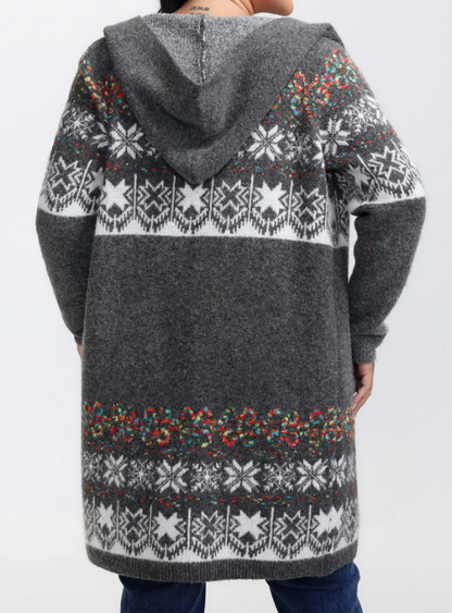 Casual Jacquard Hooded Cardigan