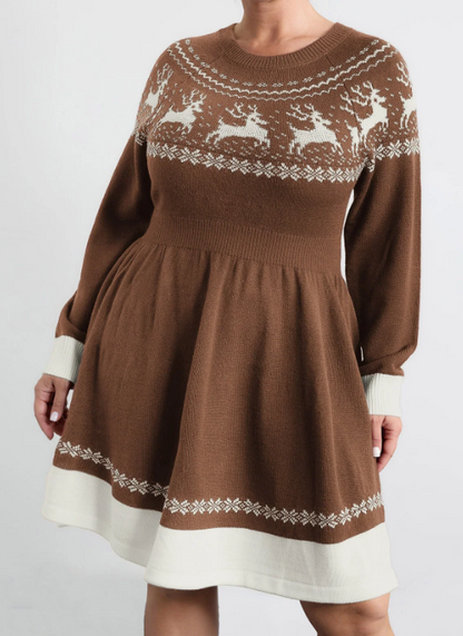 Reindeer Stretch Holiday Sweater Dress