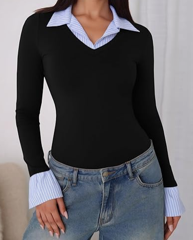 Fake Two-piece Stitching Shirt