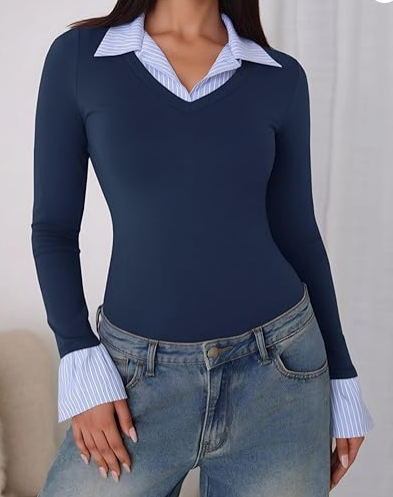 Fake Two-piece Stitching Shirt