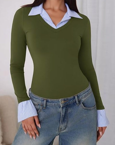 Fake Two-piece Stitching Shirt
