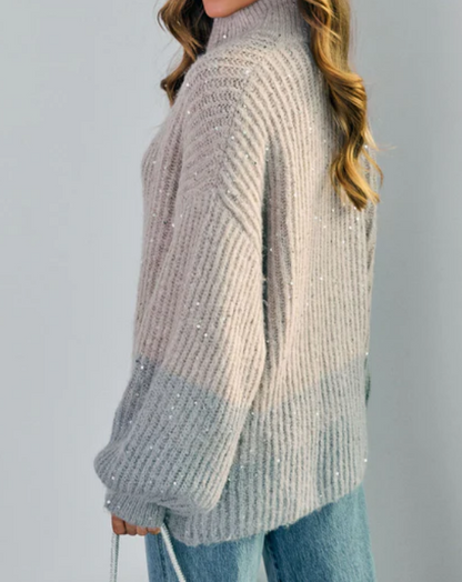 Grey Classy Sequin Knit Jacket