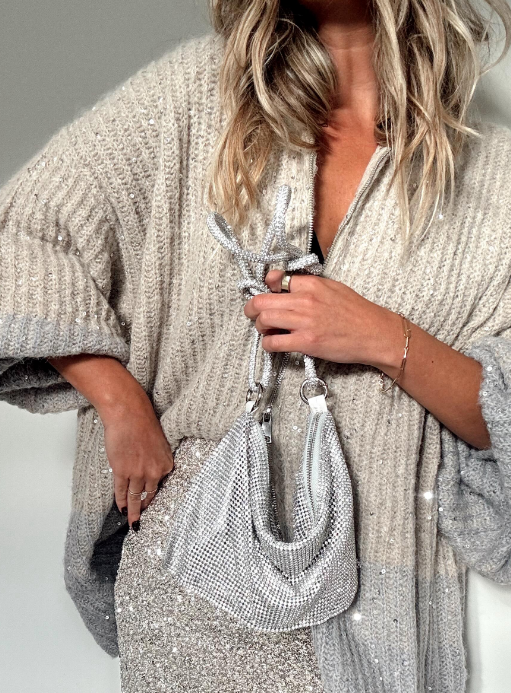 Grey Classy Sequin Knit Jacket