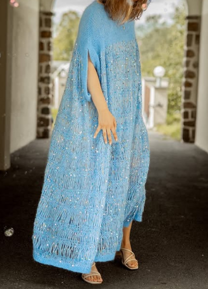 Chic Sequin Knit Kaftan Dress