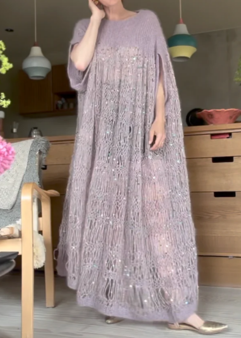 Chic Sequin Knit Kaftan Dress