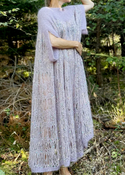 Chic Sequin Knit Kaftan Dress