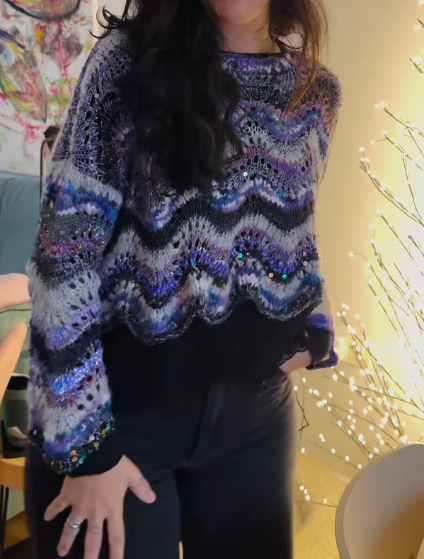 Elegant Sequin Wave Sweater