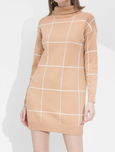 Chic Plaid Sweater Dress