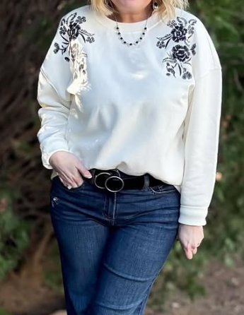 Flower Embroidery Sweatshirt