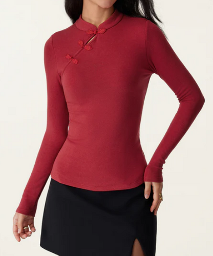 Asymmetric Frog Button Top