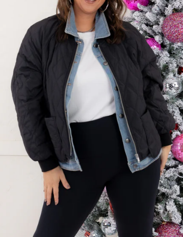 Denim Spliced Fake Two-Piece Jacket