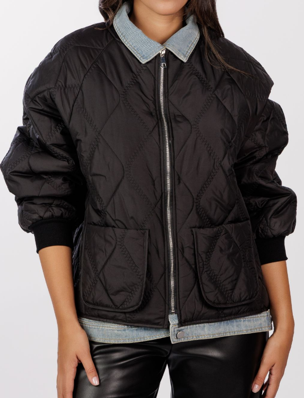 Denim Spliced Fake Two-Piece Jacket