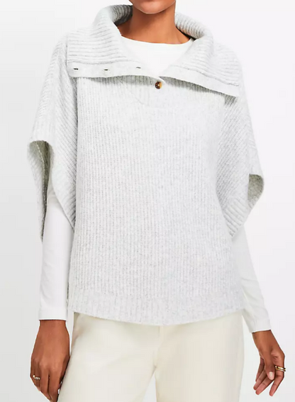 Chic Button Oversize Comfy Poncho Sweater