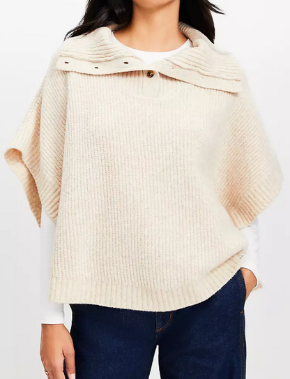 Chic Button Oversize Comfy Poncho Sweater