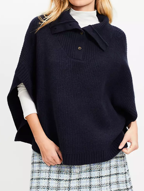Chic Button Oversize Comfy Poncho Sweater
