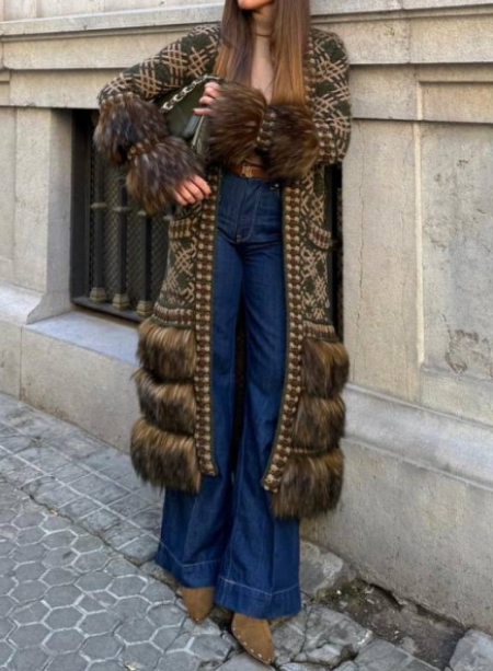 Classy Comfy Faux Fur Knit Cardigan