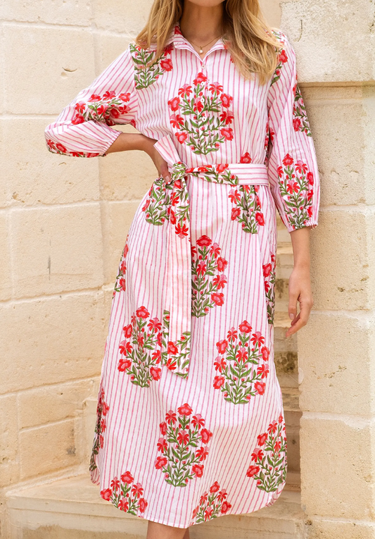 Floral Striped Midi Dress