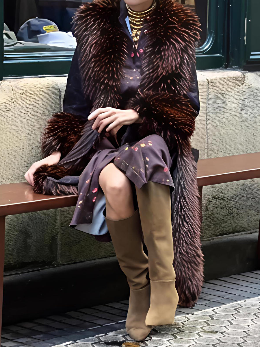 Fashion Patchwork Faux Fur Coat