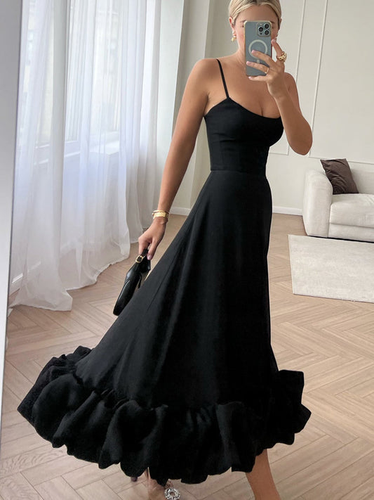 Flounce Bustier Midi Dress