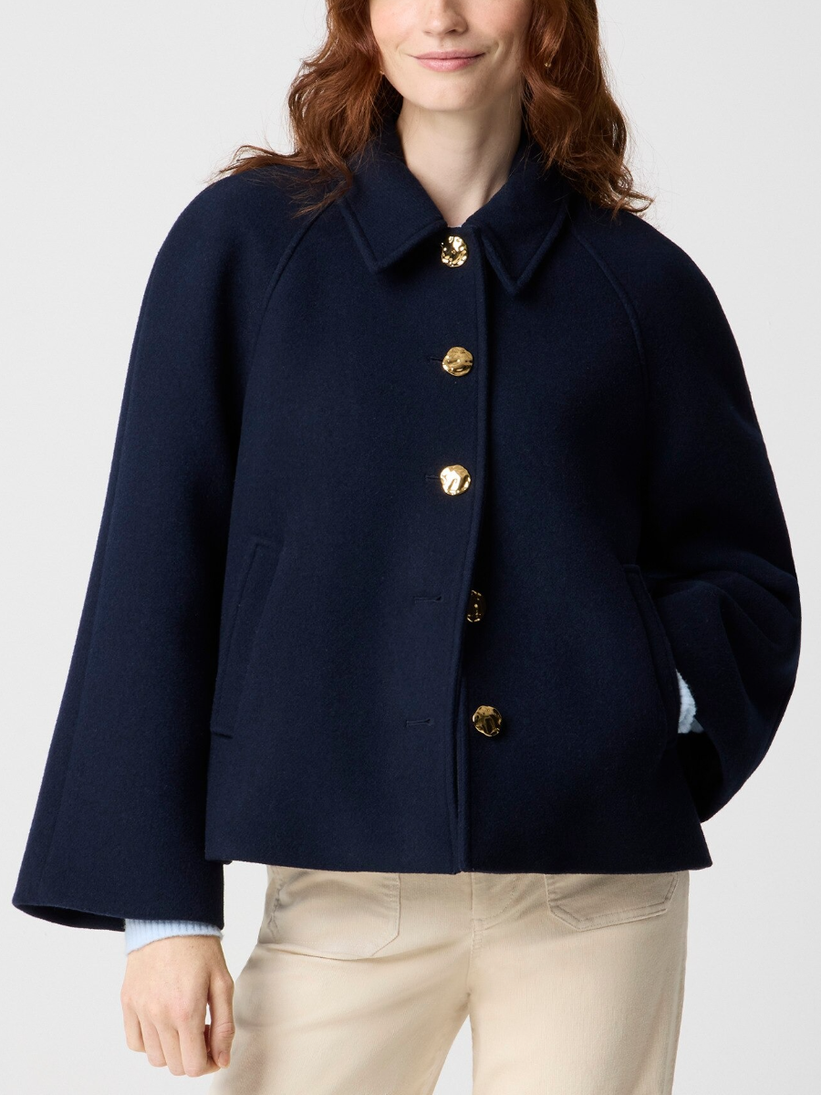 Cropped Wool-blend Swing Coat